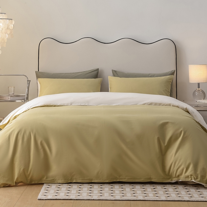 91家纺网 家纺一手货源 找家纺 ONE TWO ONE 121 2025新款A类高支高密全棉陶瓷磨毛（小cr ）纯色四件套 青提奶玉