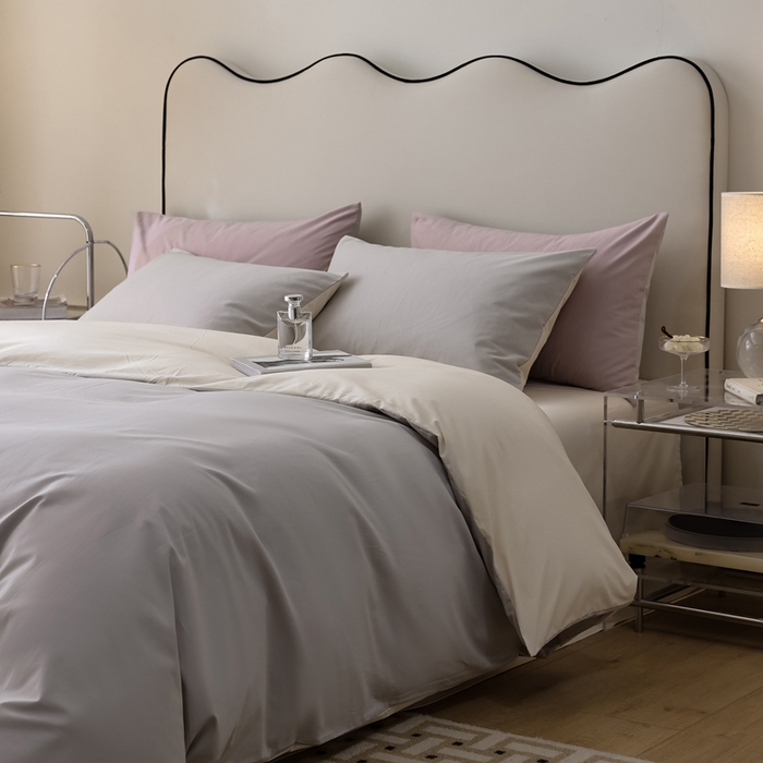 91家纺网 家纺一手货源 找家纺 ONE TWO ONE 121 2025新款A类高支高密全棉陶瓷磨毛（小cr ）纯色四件套 奶灰奶玉