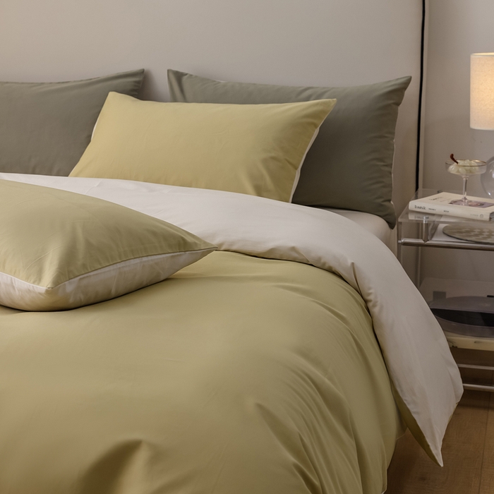 91家纺网 家纺一手货源 找家纺 ONE TWO ONE 121 2025新款A类高支高密全棉陶瓷磨毛（小cr ）纯色四件套 青提奶玉