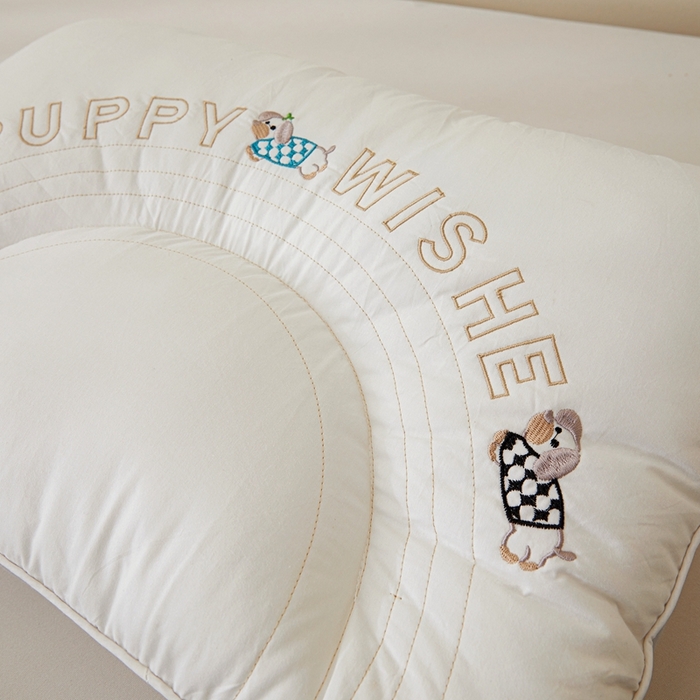 91家纺网 家纺一手货源 找家纺 （总）铺尚美家纺 2025新款刺绣顽皮狗亲子枕头枕芯