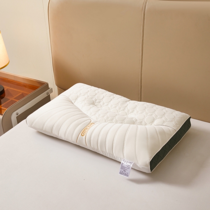 91家纺网 家纺一手货源 找家纺 （总）铺尚美家纺 2025新款COOL刺绣乳胶大豆枕  立体分区枕芯 透气乳胶枕头 绗缝乳胶片