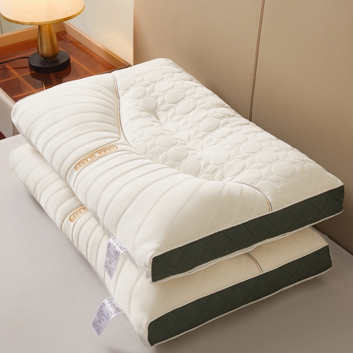 91家纺网 家纺一手货源 找家纺 （总）铺尚美家纺 2025新款COOL刺绣乳胶大豆枕  立体分区枕芯 透气乳胶枕头 绗缝乳胶片