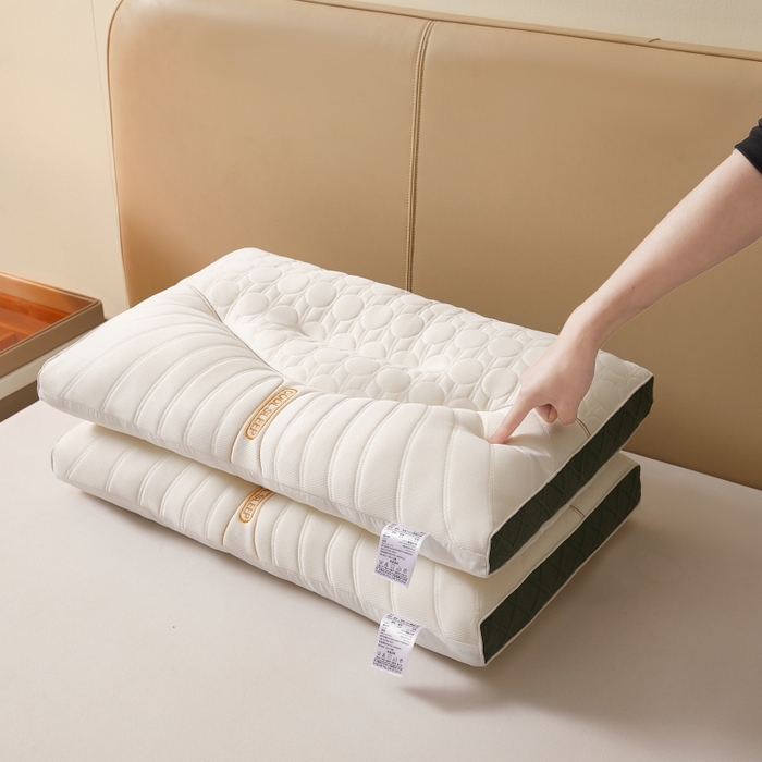 91家纺网 家纺一手货源 找家纺 （总）铺尚美家纺 2025新款COOL刺绣乳胶大豆枕  立体分区枕芯 透气乳胶枕头 绗缝乳胶片