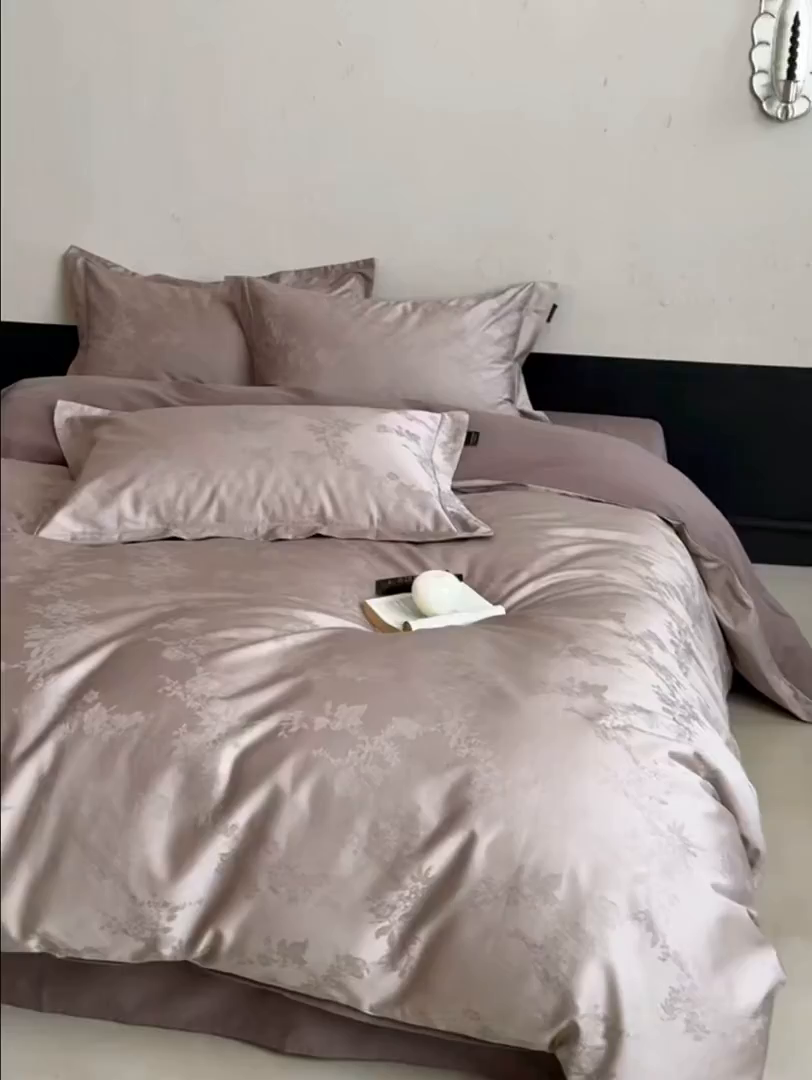 91家纺网 家纺一手货源 找家纺 三味舒屋 2025新款全棉提花磨毛四件套-一枕秋岚 一枕秋岚-乌木