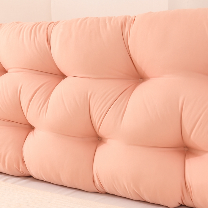 91家纺网 家纺一手货源 找家纺 碧尔家居 2025新款床头靠垫三角床上靠枕卧室榻榻米软包双人大靠背免拆洗 浅粉