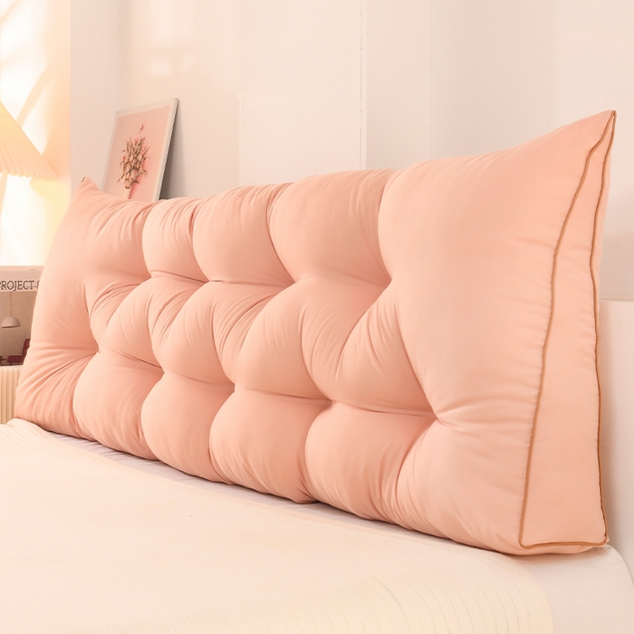 91家纺网 家纺一手货源 找家纺 碧尔家居 2025新款床头靠垫三角床上靠枕卧室榻榻米软包双人大靠背免拆洗 浅粉