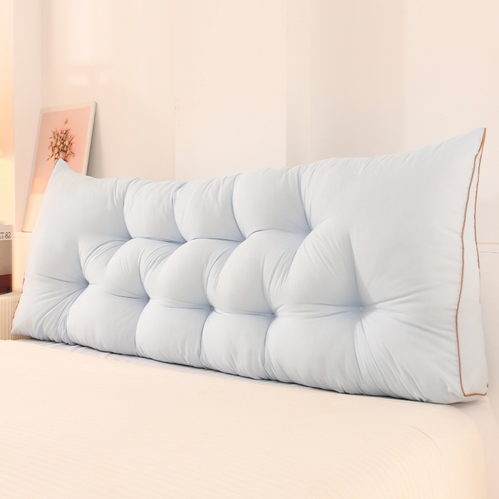 91家纺网 家纺一手货源 找家纺 碧尔家居 2025新款床头靠垫三角床上靠枕卧室榻榻米软包双人大靠背免拆洗 浅蓝