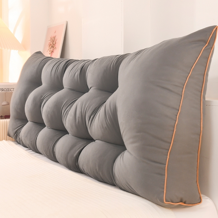 91家纺网 家纺一手货源 找家纺 碧尔家居 2025新款床头靠垫三角床上靠枕卧室榻榻米软包双人大靠背免拆洗 深灰