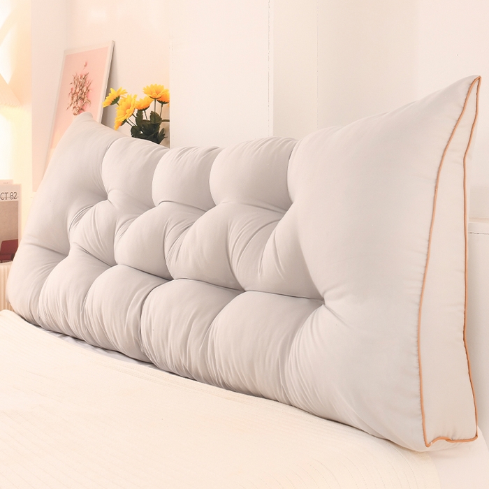 91家纺网 家纺一手货源 找家纺 碧尔家居 2025新款床头靠垫三角床上靠枕卧室榻榻米软包双人大靠背免拆洗 银灰