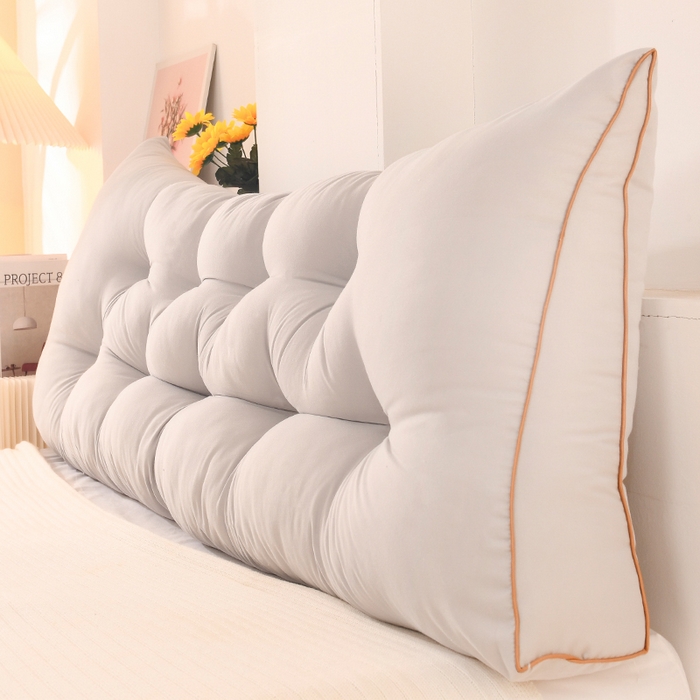 91家纺网 家纺一手货源 找家纺 碧尔家居 2025新款床头靠垫三角床上靠枕卧室榻榻米软包双人大靠背免拆洗 银灰