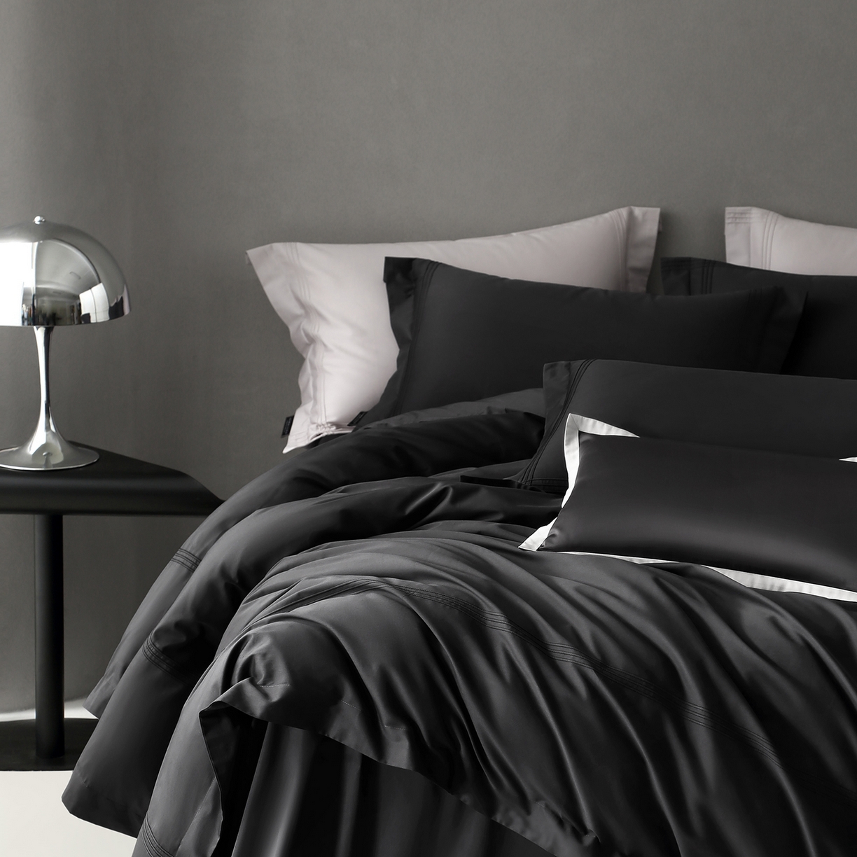 91家纺网 家纺一手货源 找家纺 三味舒屋 2025新款三线50s全棉奢简套件四件套-柏林系列 柏林-摩卡黑灰