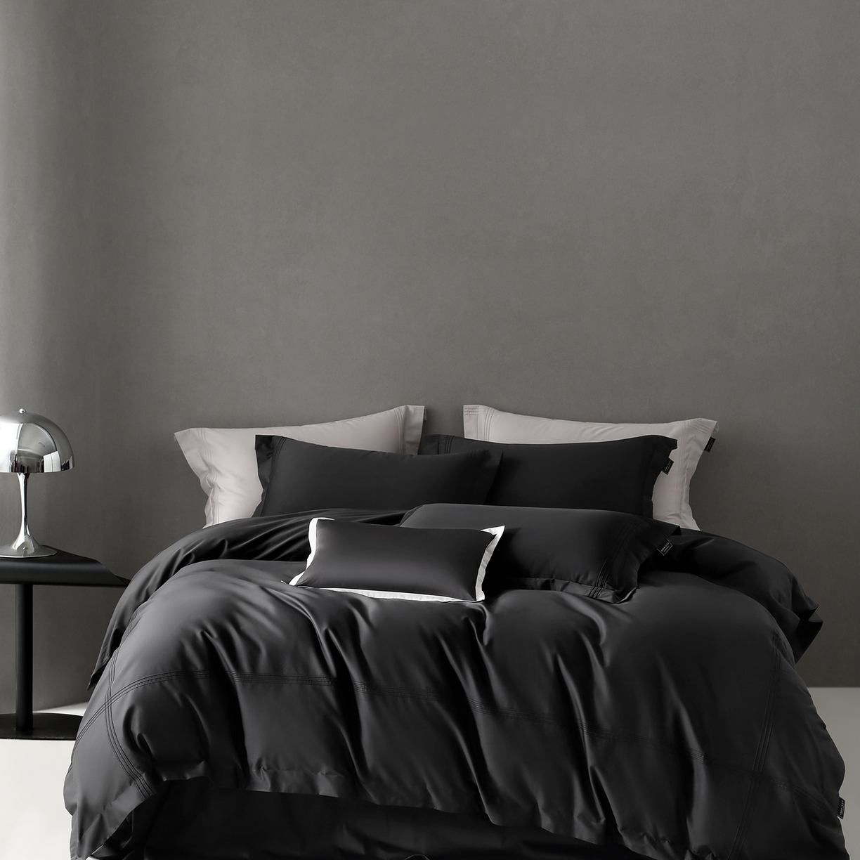 三味舒屋 2025新款三线50s全棉奢简套件四件套-柏林系列 柏林-摩卡黑灰