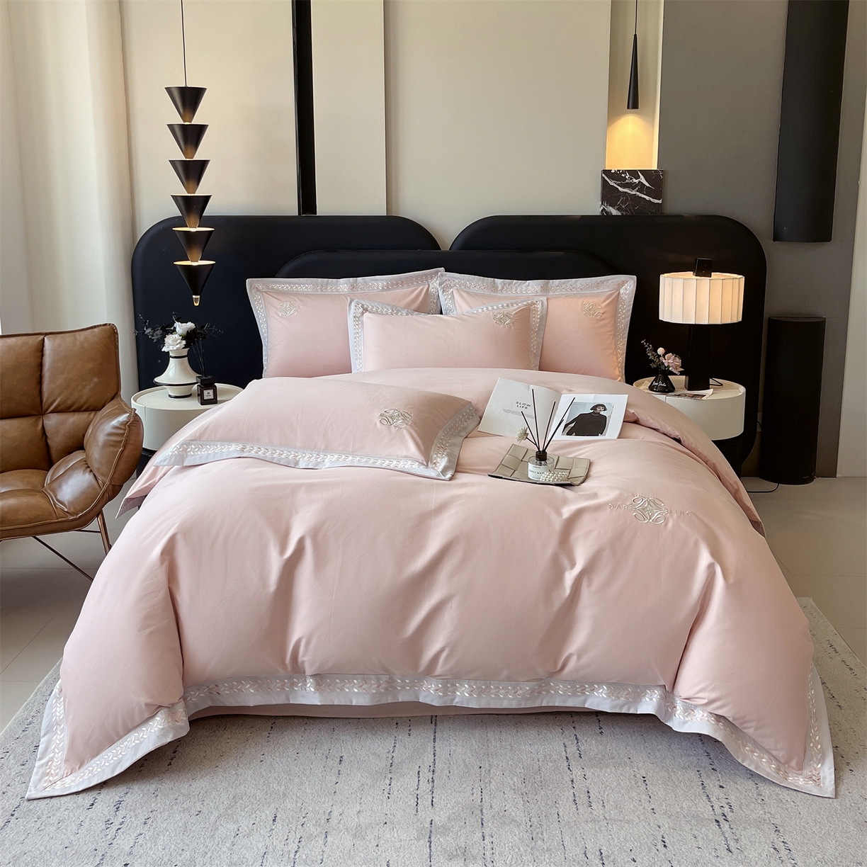 鼎飞家纺 2025新款全棉磨毛绣花四件套-米娅 米娅-玛卡玉