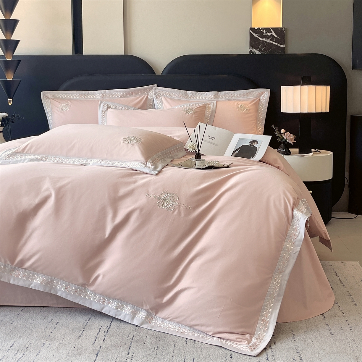 91家纺网 家纺一手货源 找家纺 鼎飞家纺 2025新款全棉磨毛绣花四件套-米娅 米娅-玛卡玉