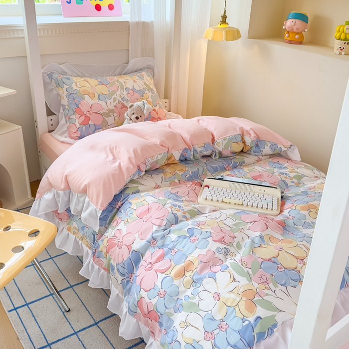 91家纺网 家纺一手货源 找家纺 曼陀罗 2025新款无印风格子床笠 米蓝格