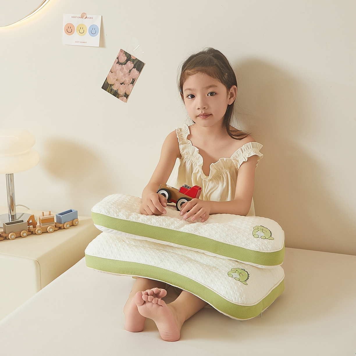 91家纺网 家纺一手货源 找家纺 （总）铺尚美家纺 2025新款卡通小恐龙亲子护颈椎低枕儿童枕头枕芯小学生宿舍