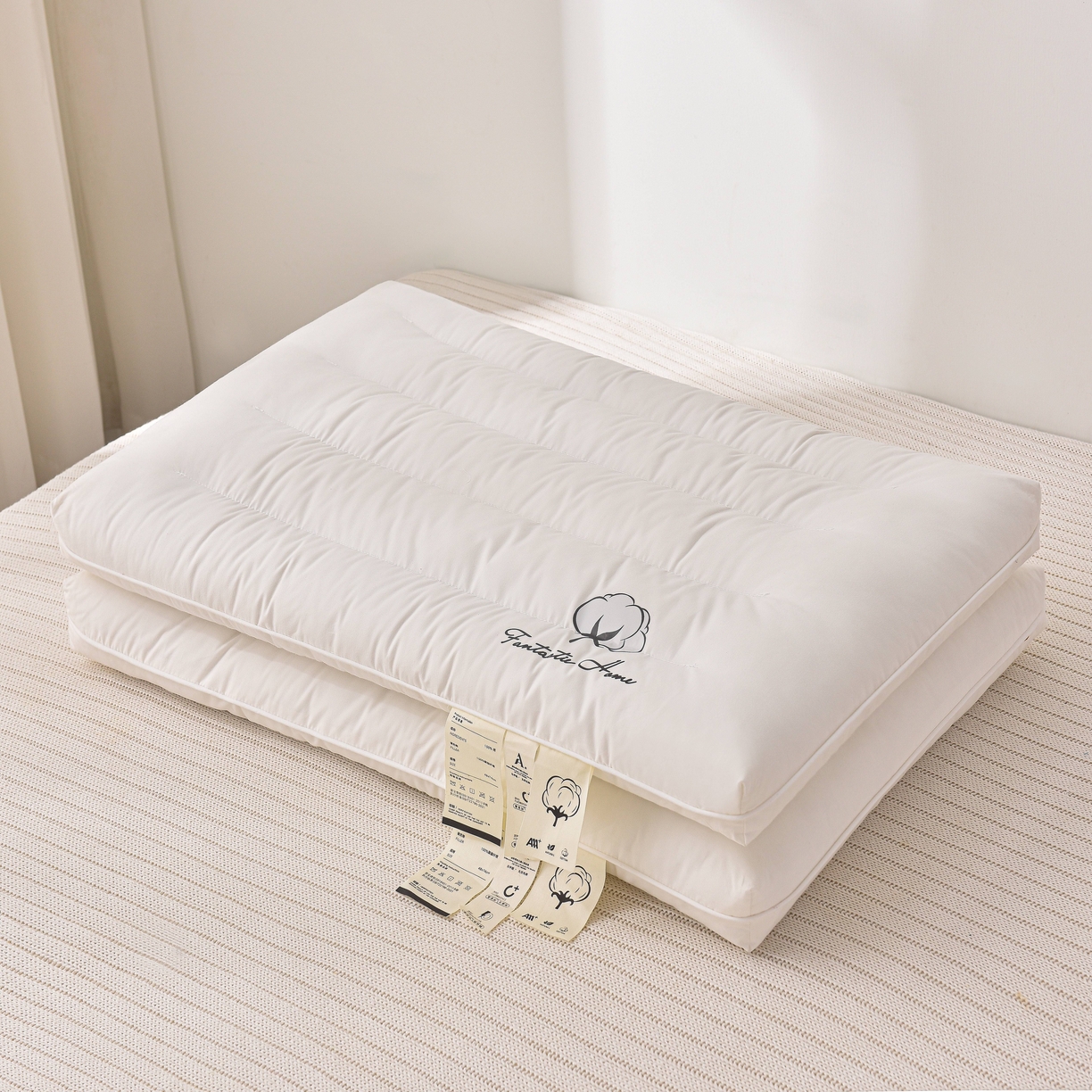 （总）铺尚美家纺 2025新款全棉纯棉超低枕新疆棉花烫画枕枕头枕芯