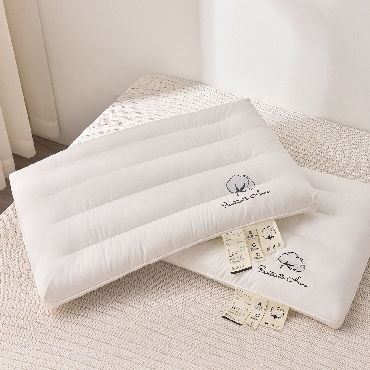 91家纺网 家纺一手货源 找家纺 （总）铺尚美家纺 2025新款全棉纯棉超低枕新疆棉花烫画枕枕头枕芯