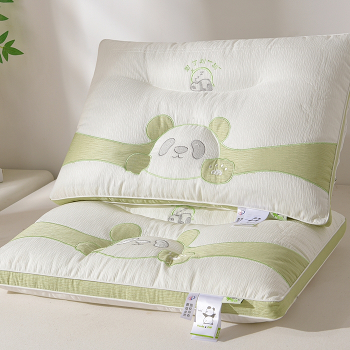 91家纺网 家纺一手货源 找家纺 （总）铺尚美家纺 2025新款趴趴熊猫刺绣枕 枕头枕芯