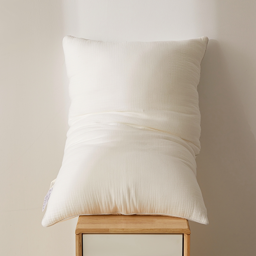 91家纺网 家纺一手货源 找家纺 （总）铺尚美家纺 2025新款日式 全棉纯棉邹邹双层纱枕芯 柔软透气亲肤枕 A类本色枕头芯 枕头枕芯