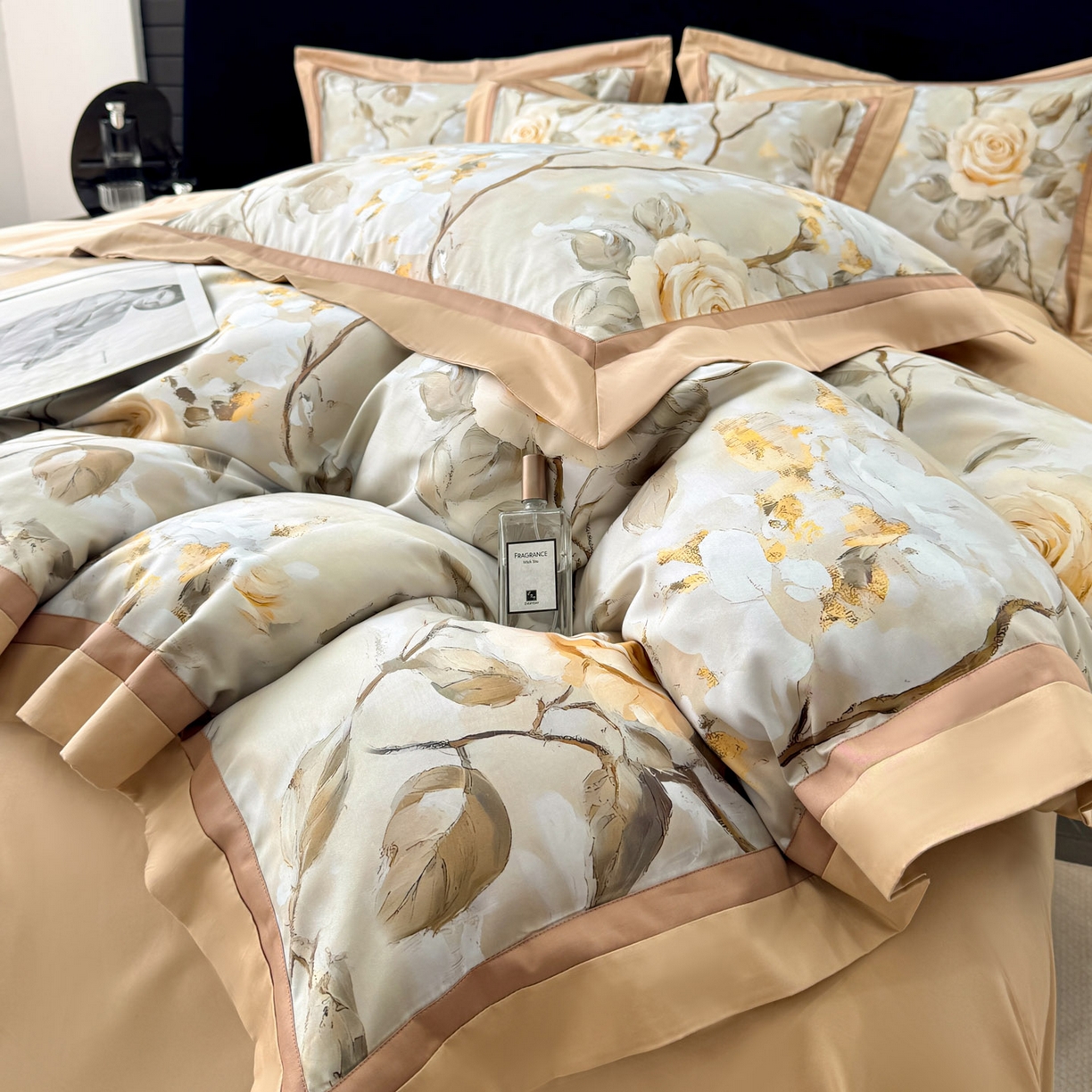 91家纺网 家纺一手货源 找家纺 小欢喜 2025新款50全棉数码印花四件套全棉四件套 瑰梦情缘