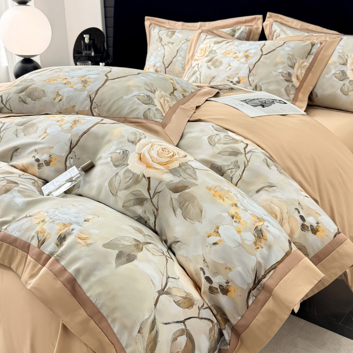 91家纺网 家纺一手货源 找家纺 小欢喜 2025新款50全棉数码印花四件套全棉四件套 瑰梦情缘