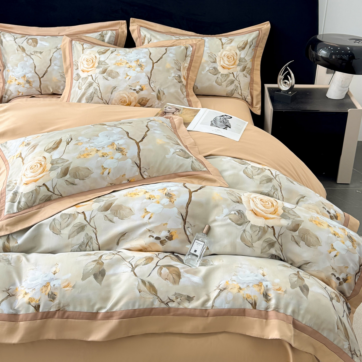 91家纺网 家纺一手货源 找家纺 小欢喜 2025新款50全棉数码印花四件套全棉四件套 瑰梦情缘