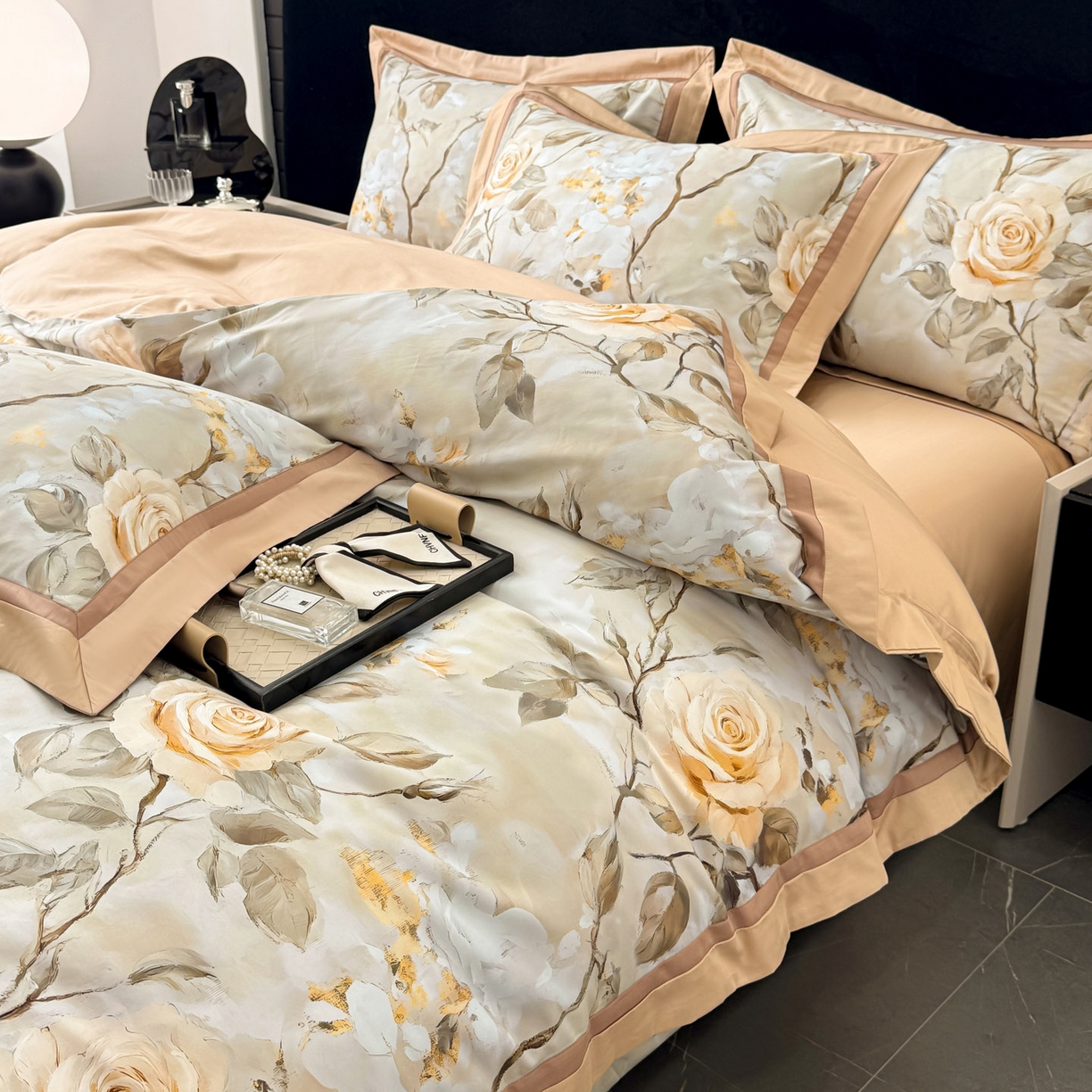 91家纺网 家纺一手货源 找家纺 小欢喜 2025新款50全棉数码印花四件套全棉四件套 瑰梦情缘