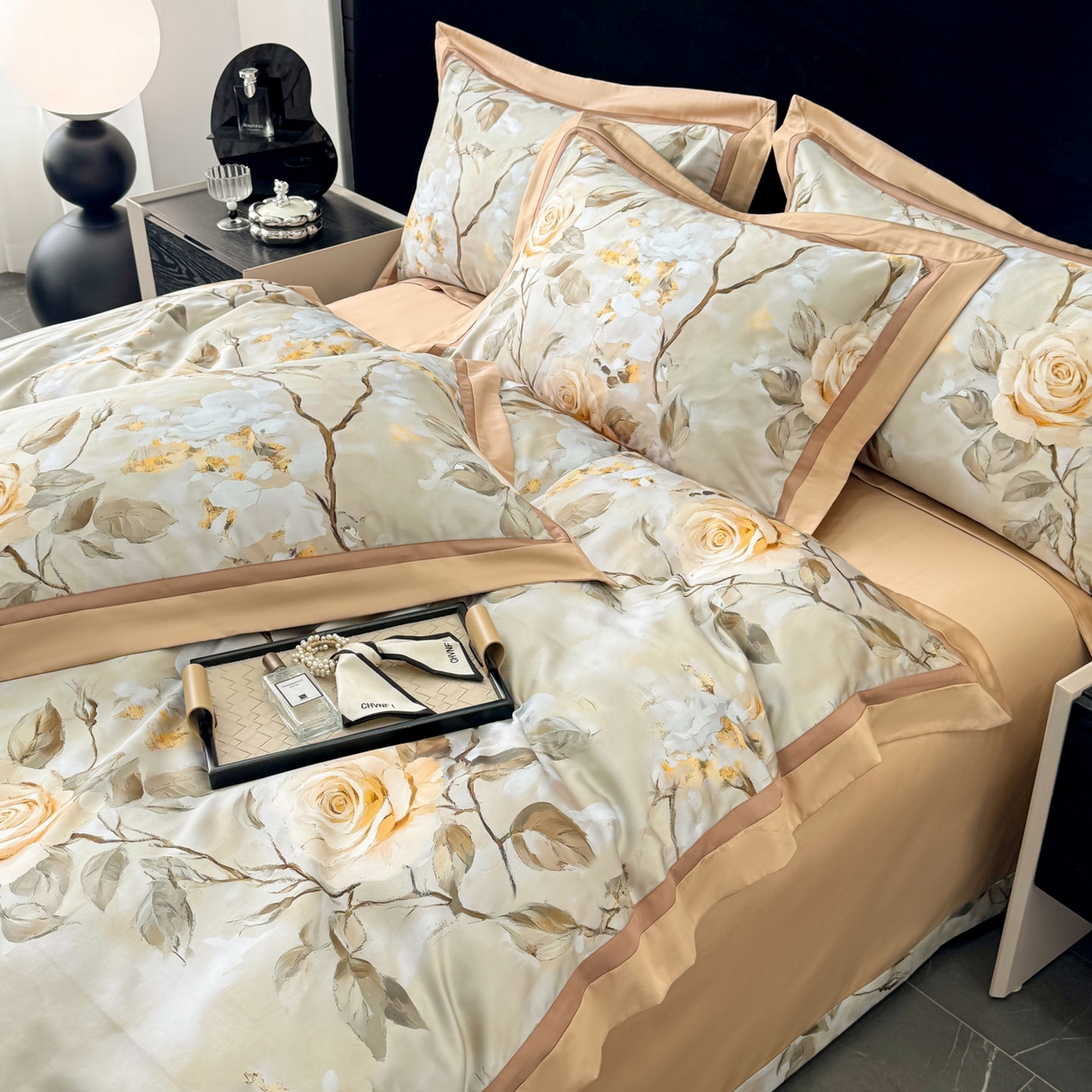 91家纺网 家纺一手货源 找家纺 小欢喜 2025新款50全棉数码印花四件套全棉四件套 瑰梦情缘