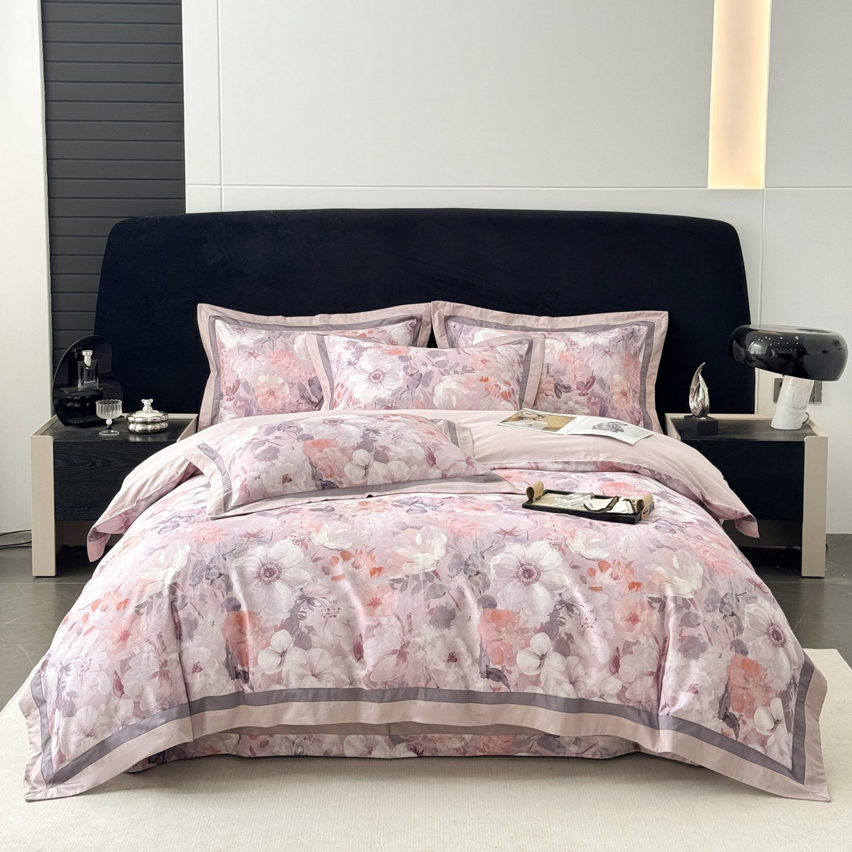 小欢喜 2025新款50全棉数码印花四件套全棉四件套 满庭芳