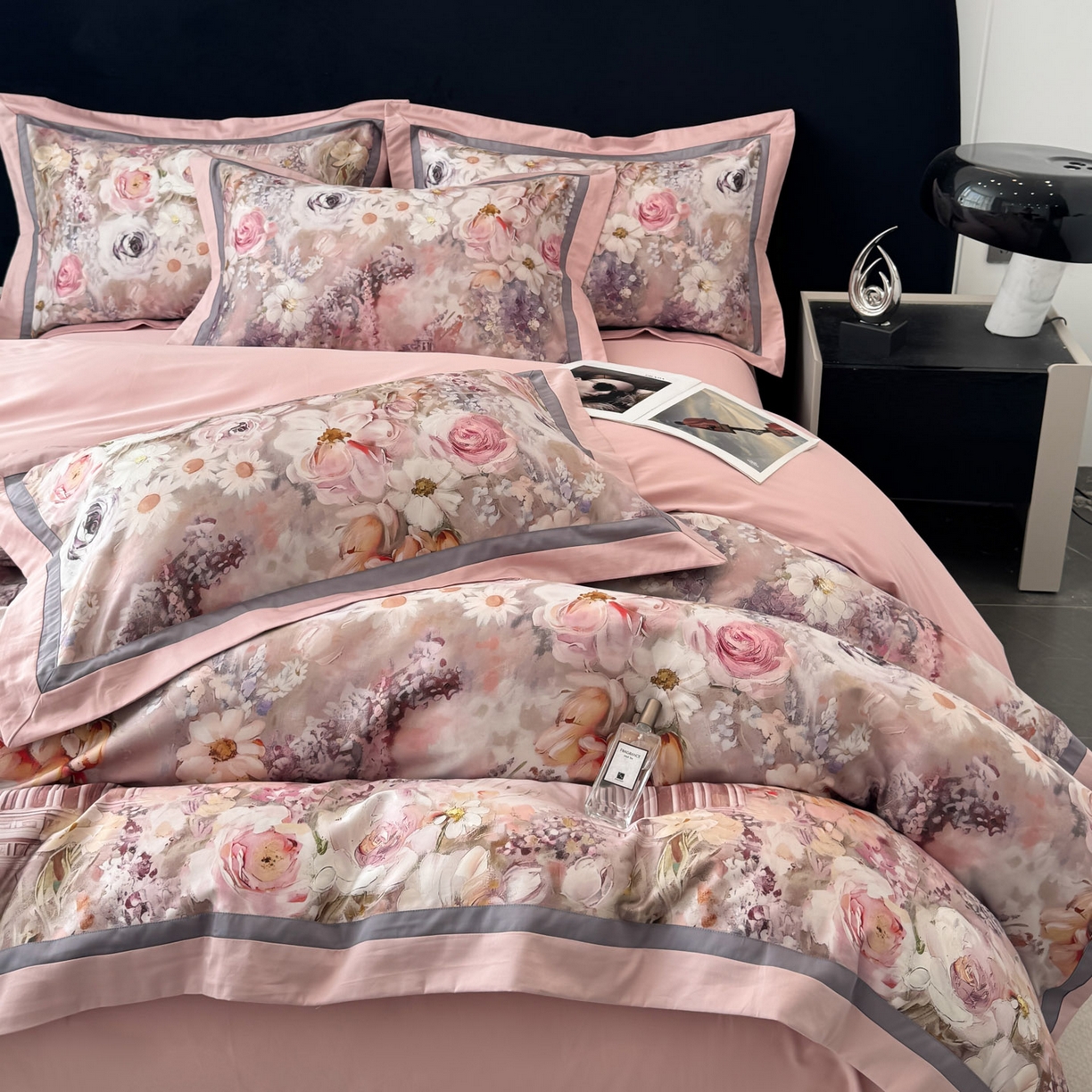 91家纺网 家纺一手货源 找家纺 小欢喜 2025新款50全棉数码印花四件套全棉四件套 莫奈花园