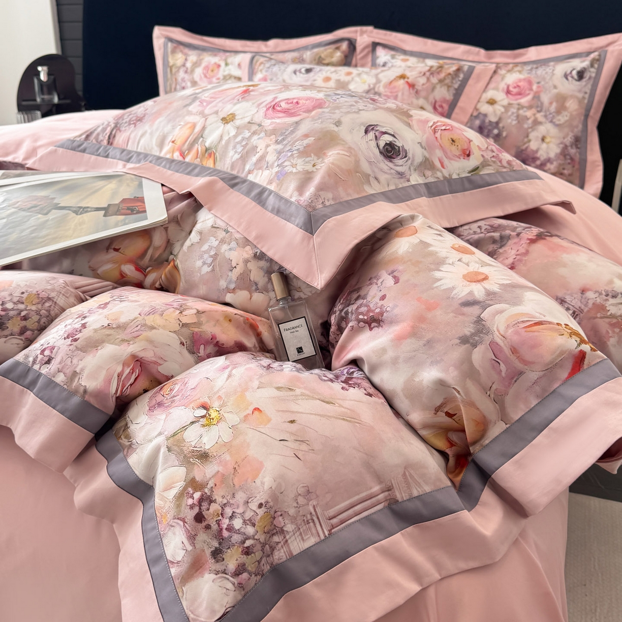 91家纺网 家纺一手货源 找家纺 小欢喜 2025新款50全棉数码印花四件套全棉四件套 莫奈花园