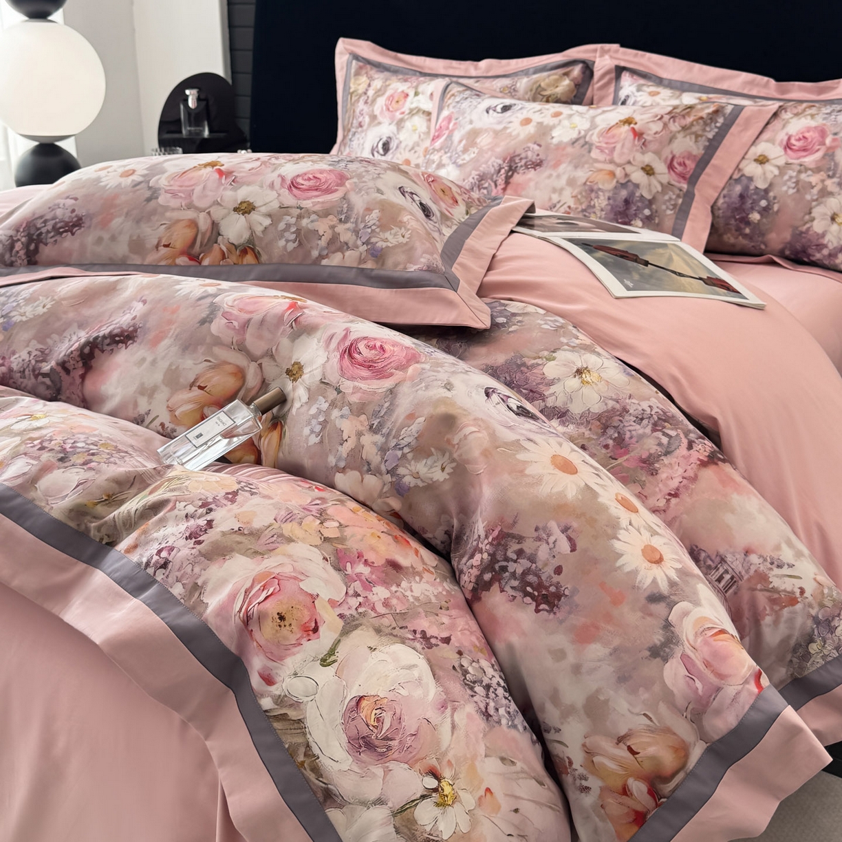 91家纺网 家纺一手货源 找家纺 小欢喜 2025新款50全棉数码印花四件套全棉四件套 莫奈花园