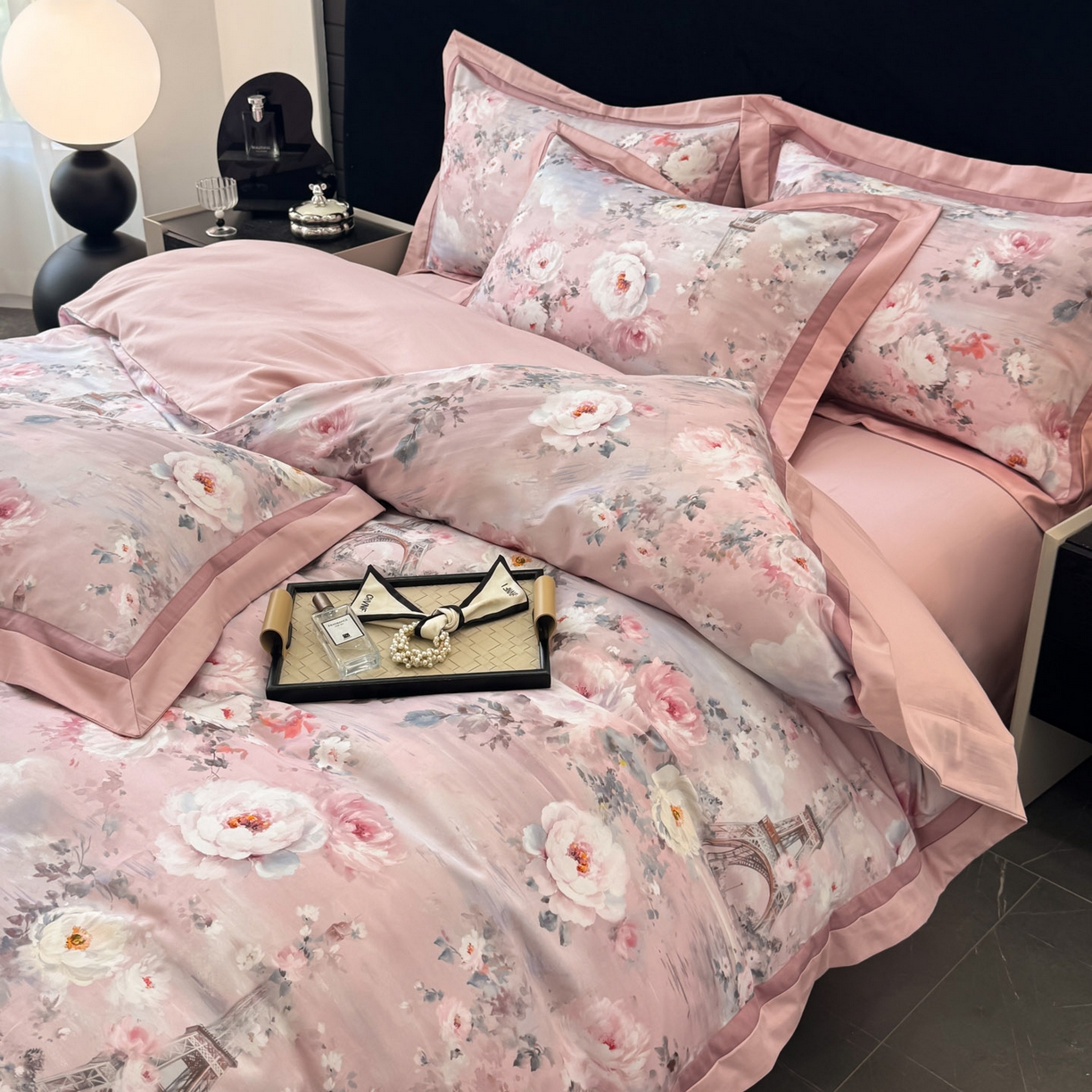 91家纺网 家纺一手货源 找家纺 小欢喜 2025新款50全棉数码印花四件套全棉四件套 塞纳森瑤