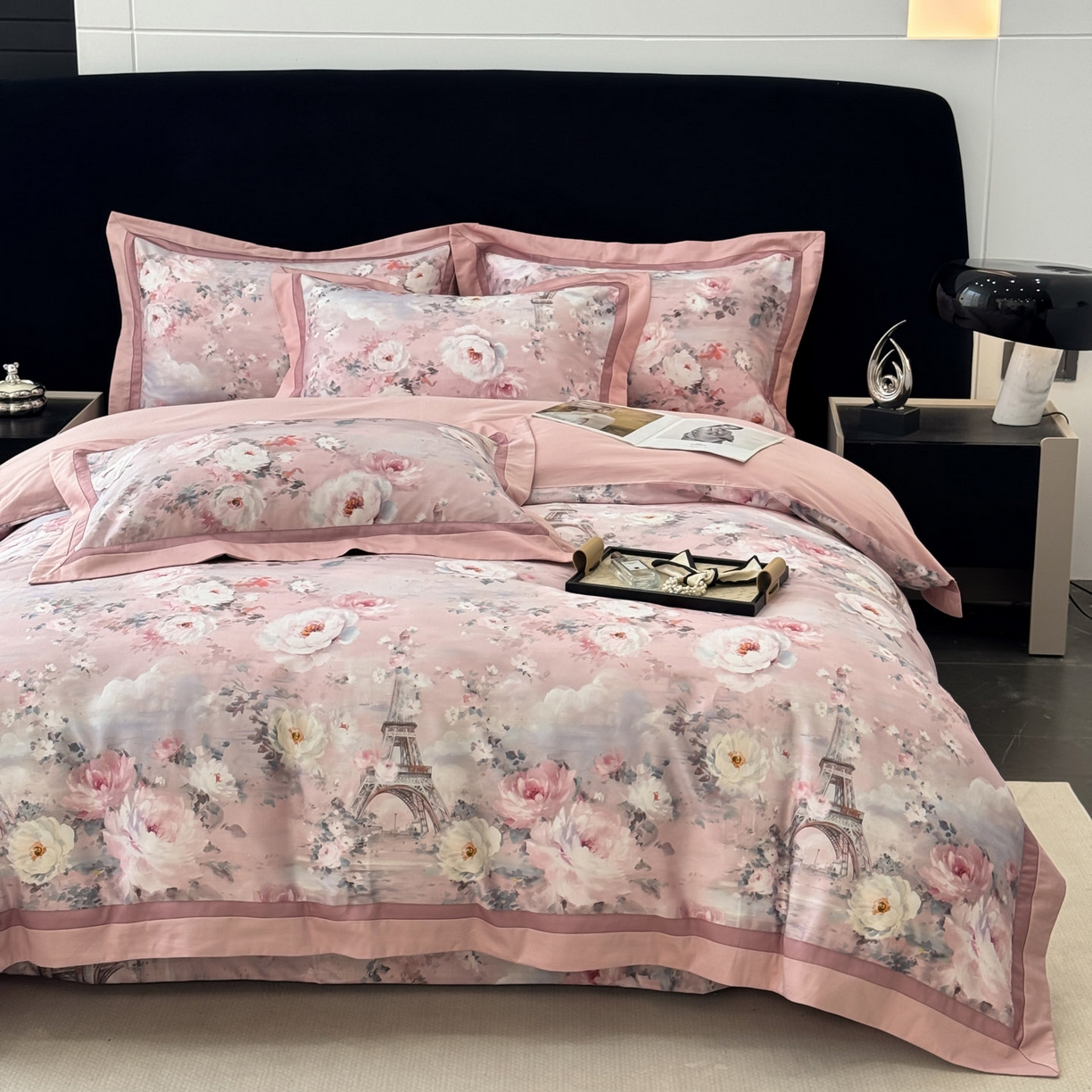 91家纺网 家纺一手货源 找家纺 小欢喜 2025新款50全棉数码印花四件套全棉四件套 塞纳森瑤