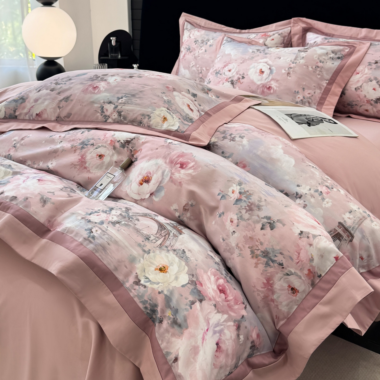 91家纺网 家纺一手货源 找家纺 小欢喜 2025新款50全棉数码印花四件套全棉四件套 塞纳森瑤