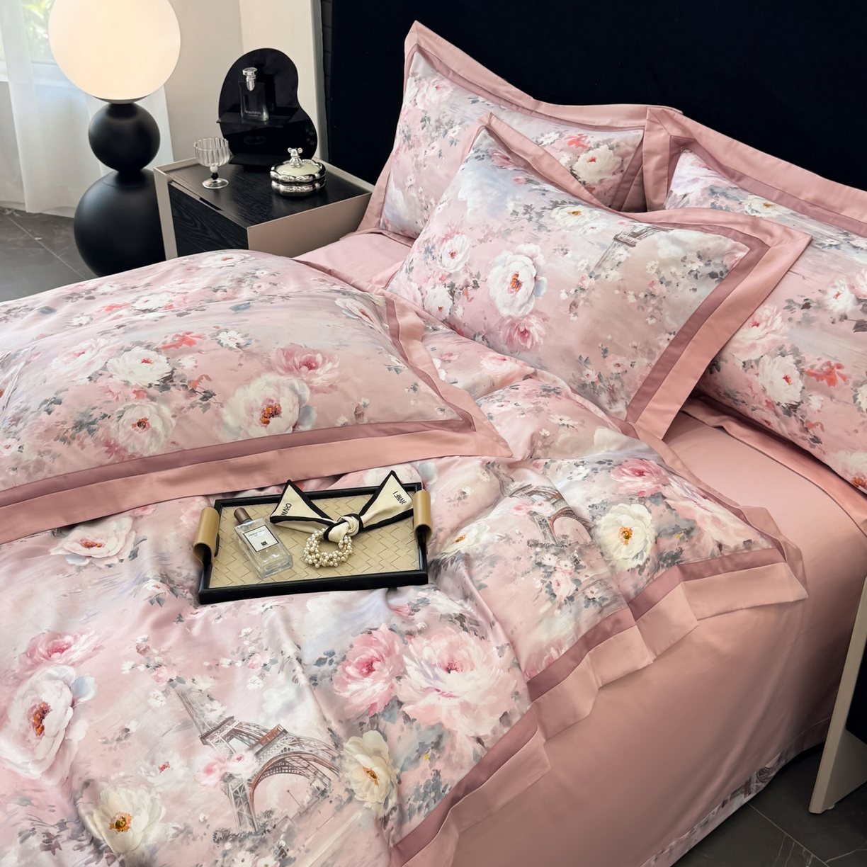 91家纺网 家纺一手货源 找家纺 小欢喜 2025新款50全棉数码印花四件套全棉四件套 塞纳森瑤