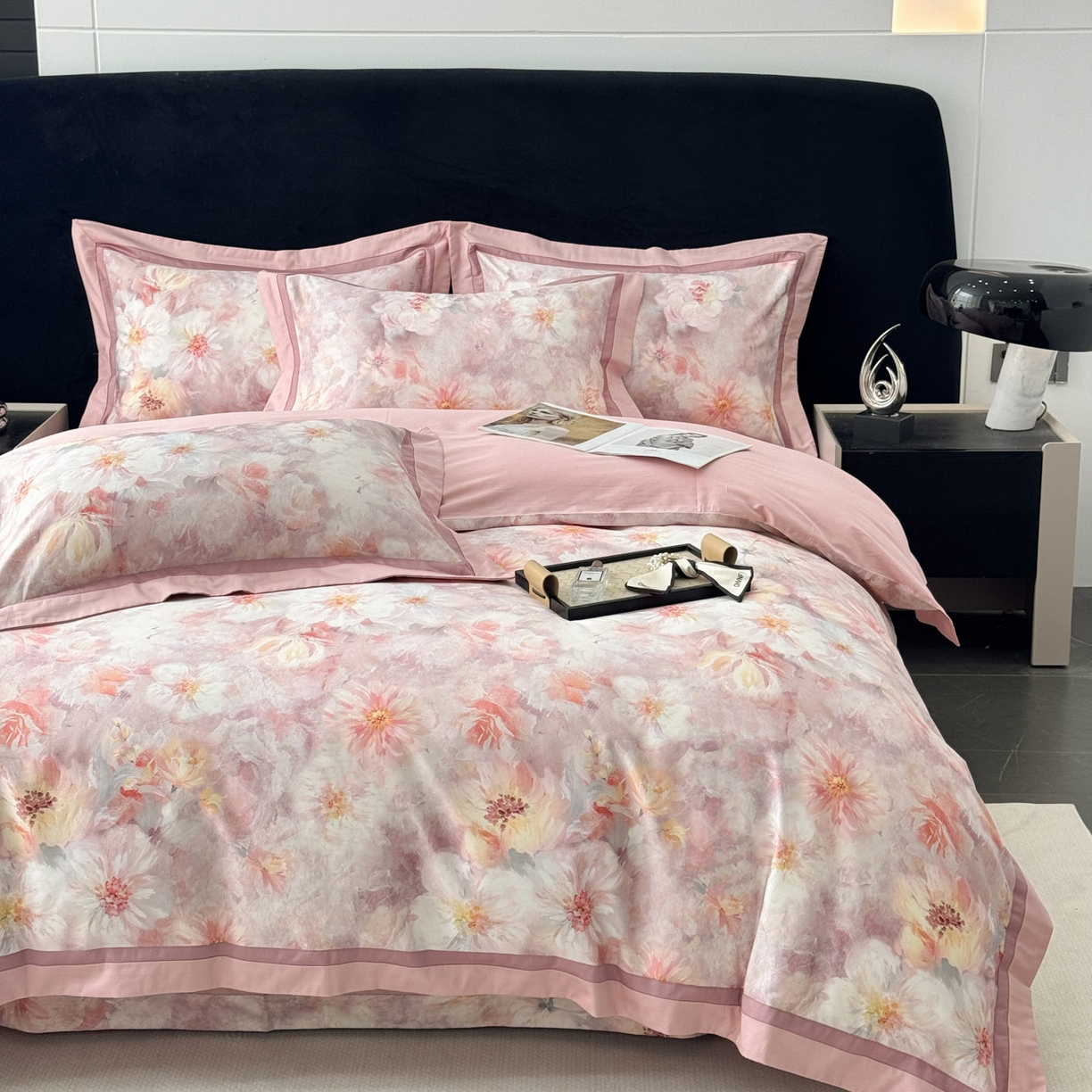 91家纺网 家纺一手货源 找家纺 小欢喜 2025新款50全棉数码印花四件套全棉四件套 向阳花开