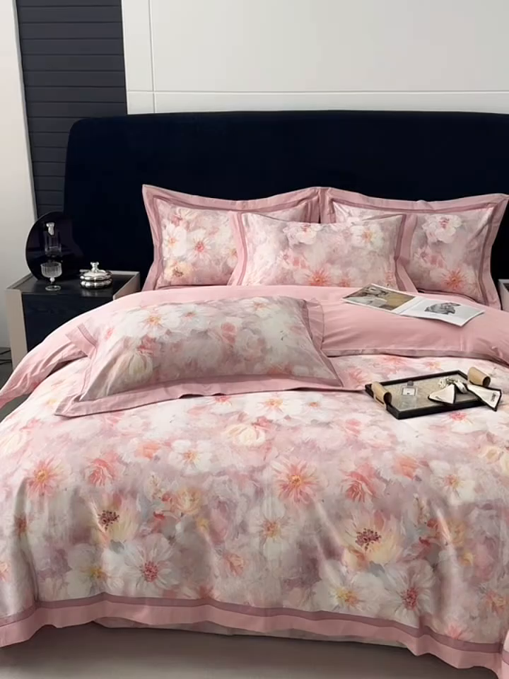 91家纺网 家纺一手货源 找家纺 小欢喜 2025新款50全棉数码印花四件套全棉四件套 向阳花开