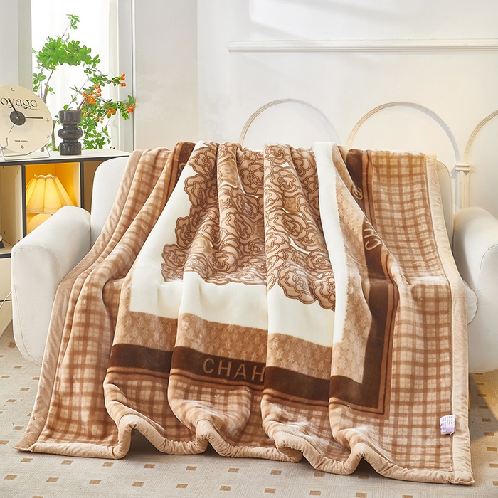 91家纺网 家纺一手货源 找家纺 静宝乳胶 2025新款双层加厚拉舍尔毛毯4-12斤CC-652 山茶花开-驼