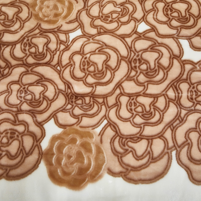 91家纺网 家纺一手货源 找家纺 静宝乳胶 2025新款双层加厚拉舍尔毛毯4-12斤CC-652 山茶花开-驼