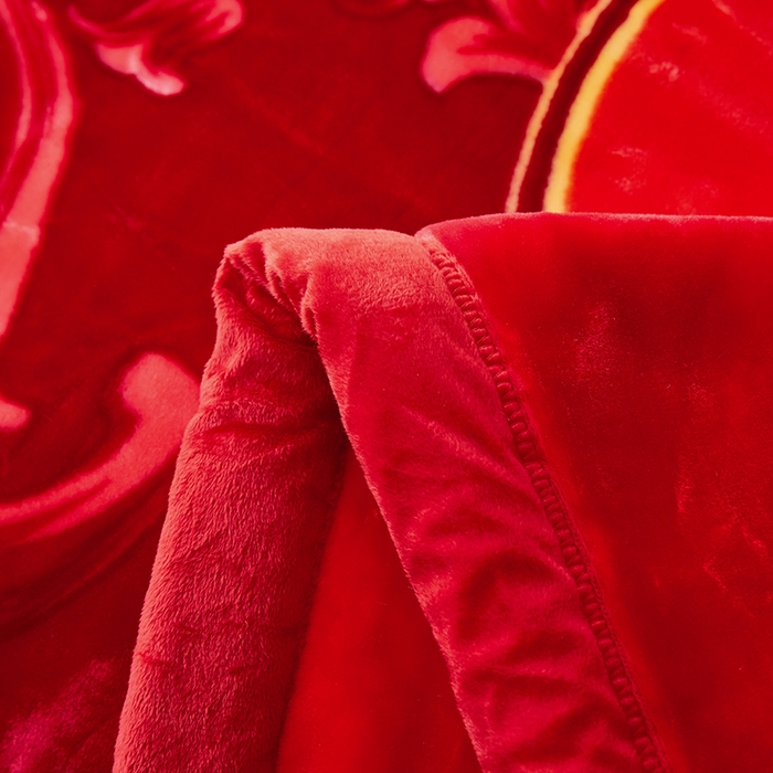 91家纺网 家纺一手货源 找家纺 静宝乳胶 2025新款双层加厚拉舍尔毛毯4-12斤CC-801 大红