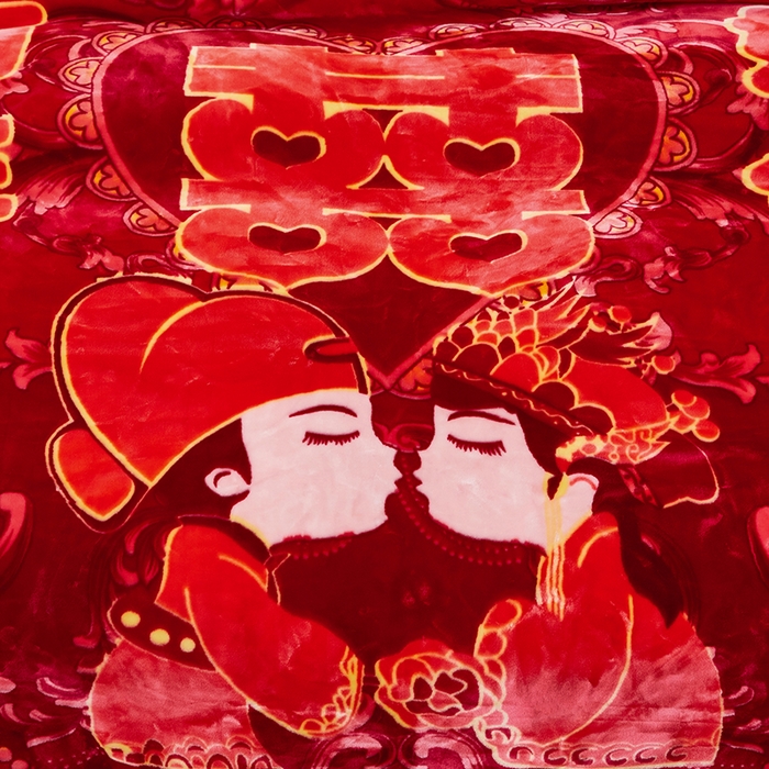 91家纺网 家纺一手货源 找家纺 静宝乳胶 2025新款双层加厚拉舍尔毛毯4-12斤CC-801 大红