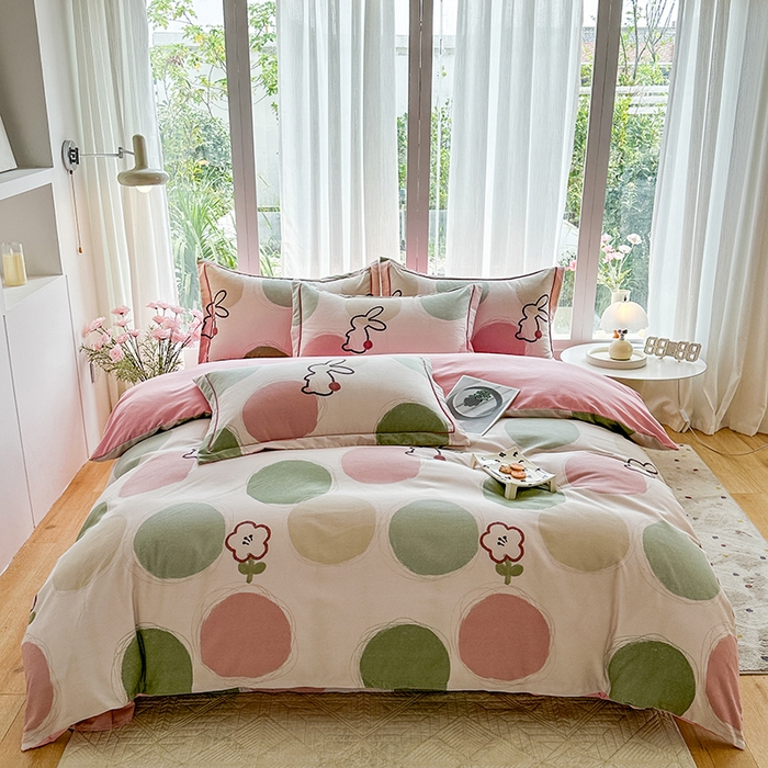 91家纺网 家纺一手货源 找家纺 （总）眷恋家纺 2025秋冬新款全棉纯棉喷气加厚磨毛纯棉四件套