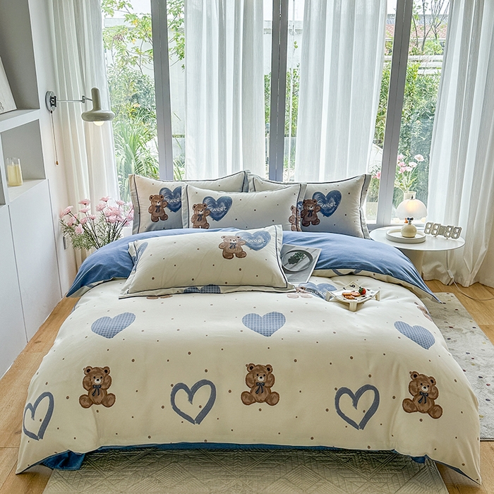 91家纺网 家纺一手货源 找家纺 （总）眷恋家纺 2025秋冬新款全棉纯棉喷气加厚磨毛纯棉四件套