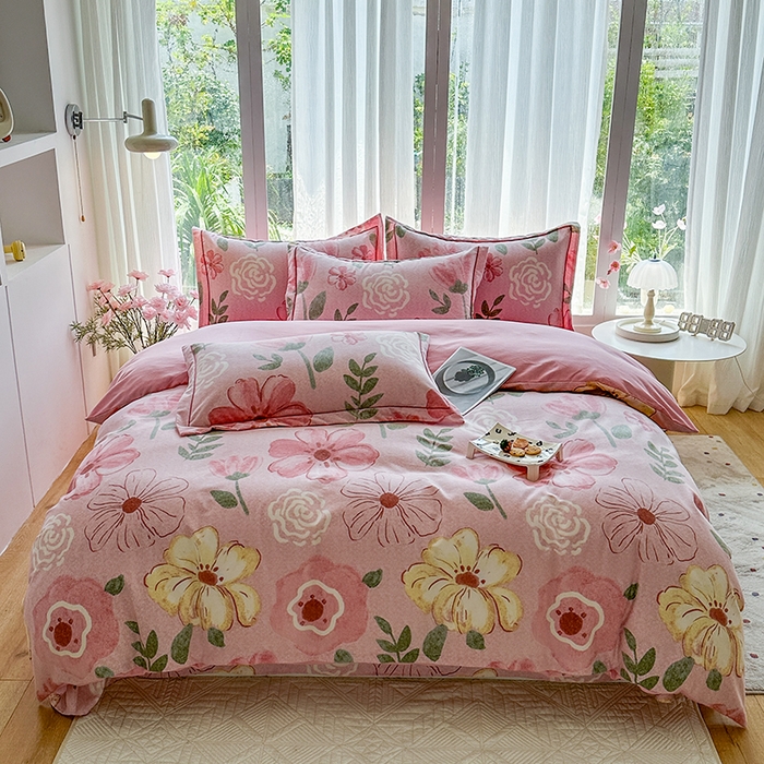 91家纺网 家纺一手货源 找家纺 （总）眷恋家纺 2025秋冬新款全棉纯棉喷气加厚磨毛纯棉四件套