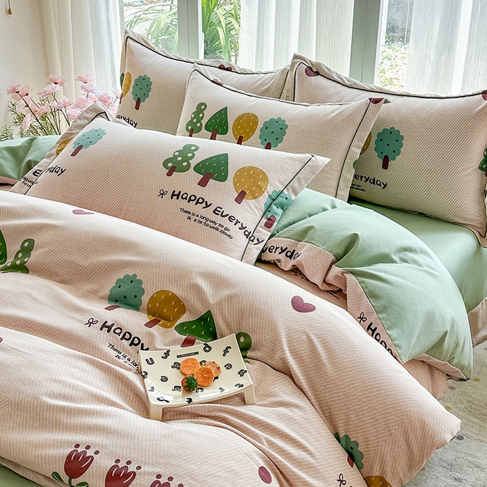 91家纺网 家纺一手货源 找家纺 眷恋家纺 2025秋冬新款全棉纯棉喷气加厚磨毛纯棉四件套快乐指南-驼