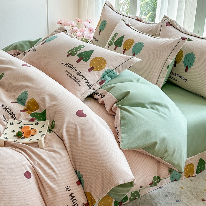 91家纺网 家纺一手货源 找家纺 眷恋家纺 2025秋冬新款全棉纯棉喷气加厚磨毛纯棉四件套快乐指南-驼