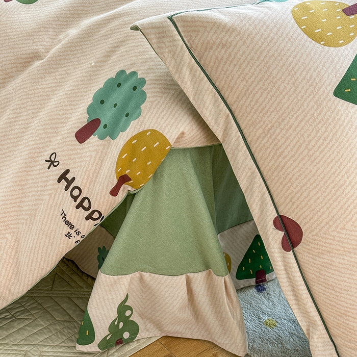 91家纺网 家纺一手货源 找家纺 眷恋家纺 2025秋冬新款全棉纯棉喷气加厚磨毛纯棉四件套快乐指南-驼