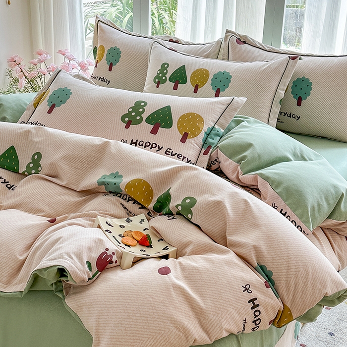 91家纺网 家纺一手货源 找家纺 眷恋家纺 2025秋冬新款全棉纯棉喷气加厚磨毛纯棉四件套快乐指南-驼